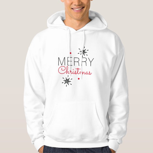 Veste À Capuche Flocons de Noël Noir et Rouge (Devant)