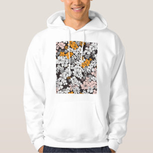 Veste À Capuche Floral Ditsy : Arrière - plan foncé coloré.