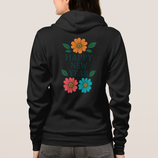Veste À Capuche Floral Happy New Year Graphic Zip-Up Hoodie (Dos)
