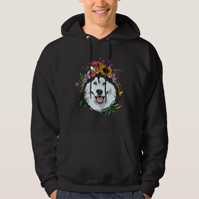 Veste À Capuche Flore Sibérie Husky Chien Printemps Nature Sibérie (Devant)