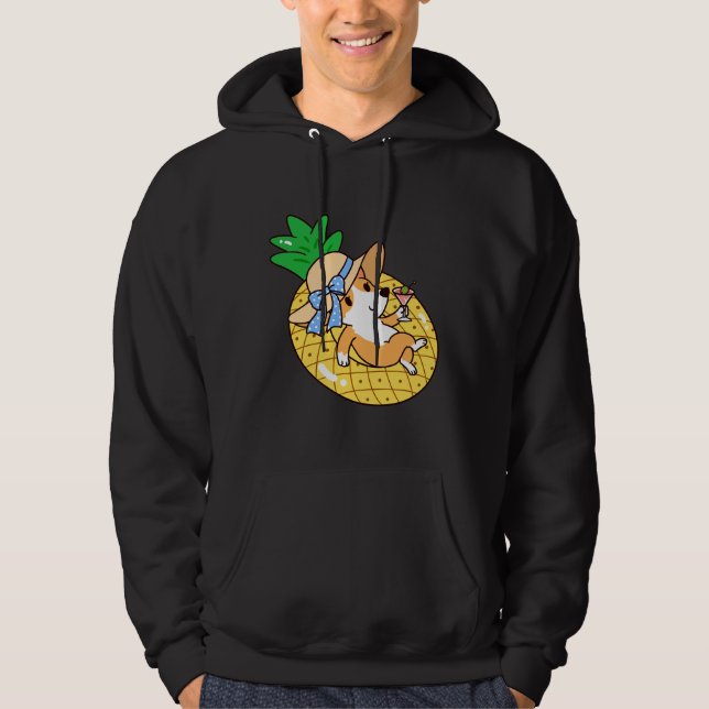 Veste À Capuche Flotte De La Piscine De Corgi Et D'Ananas (Devant)