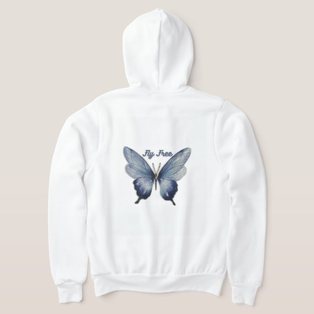 Veste À Capuche Fly Free – Conception Artistique Papillon Bleu (Couchage Retour)