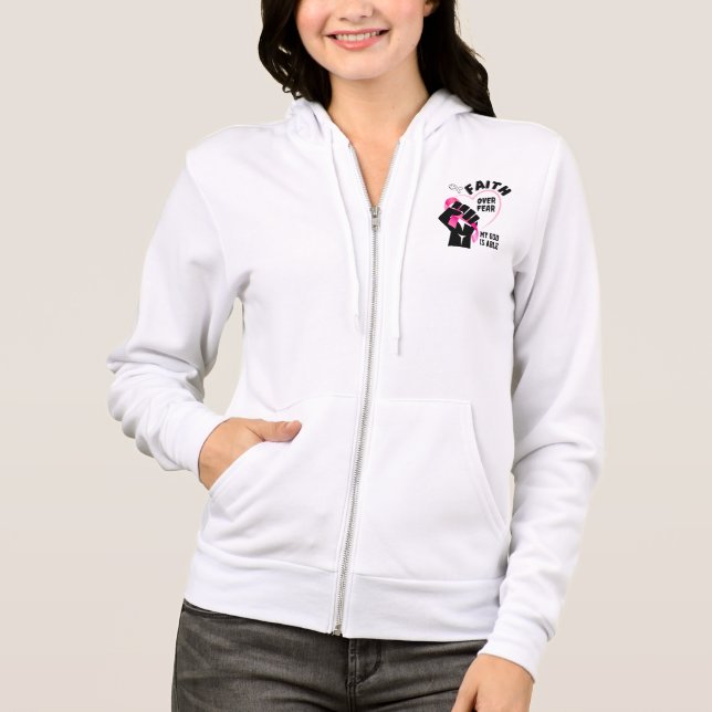 Veste À Capuche FOI SUR LA PEUR Sensibilisation au cancer du sein (Devant)