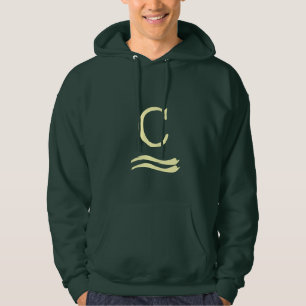 Veste À Capuche Forêt profonde et beige Monogramme serif raffiné