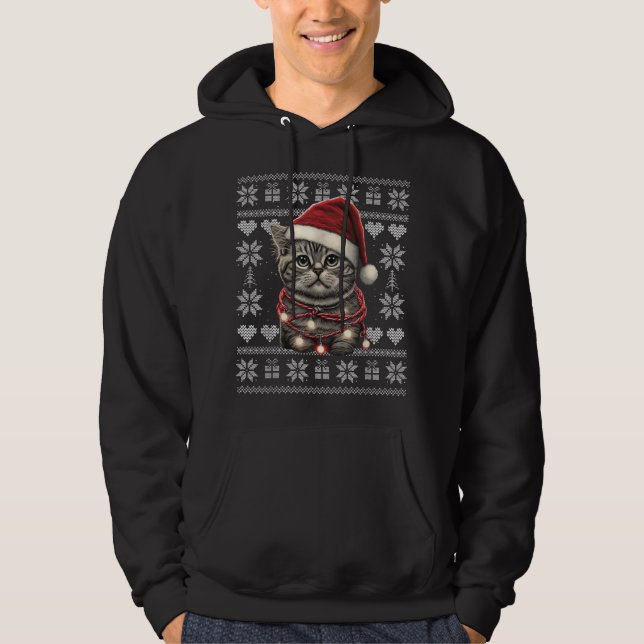 Veste À Capuche Fou Noël Chat Fou Noël Fou Noël (Devant)