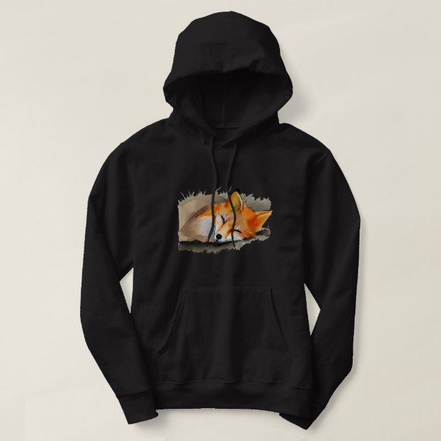 Veste À Capuche Fox Lover couchage Fox Aquarelle Dessin brillant (Design devant)