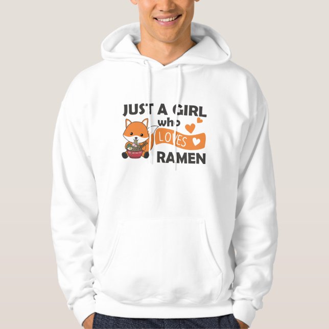Veste À Capuche Fox Ramen Animaux sucrés mangeant des pâtes (Devant)