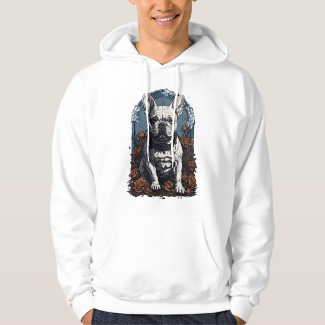 Veste À Capuche Français Bulldog Gothique Floral (Devant)