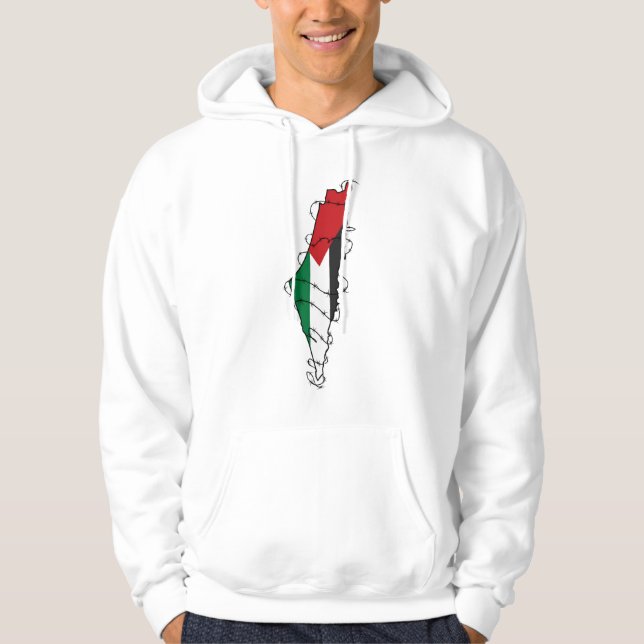 Veste À Capuche Free Palestine Barbared Wire Map Liberté palestini (Devant)