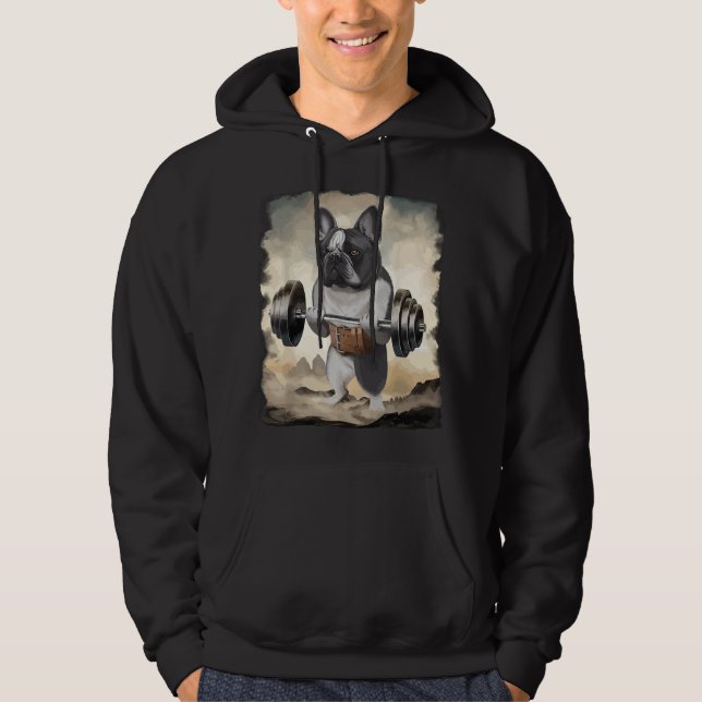 Veste À Capuche French Bull Dog Muscle Training Weightlifting  (Devant)