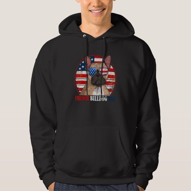 Veste À Capuche French Bulldog Dad Retro American Flag Patriotic S (Devant)