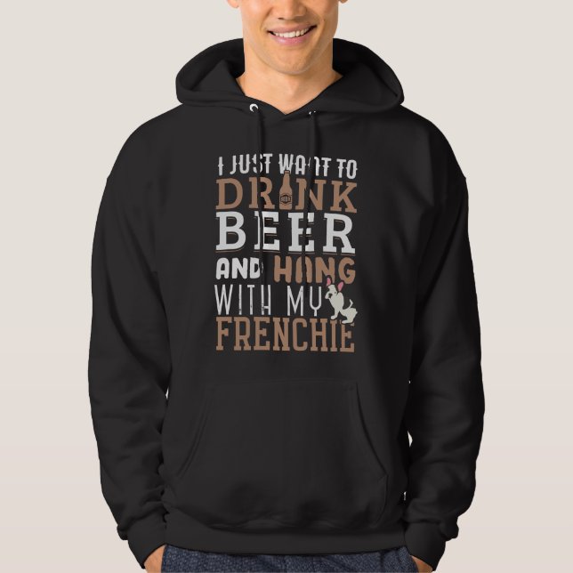 Veste À Capuche Frenchie Dad T Funny French Bulldog Dog Lover Beer (Devant)
