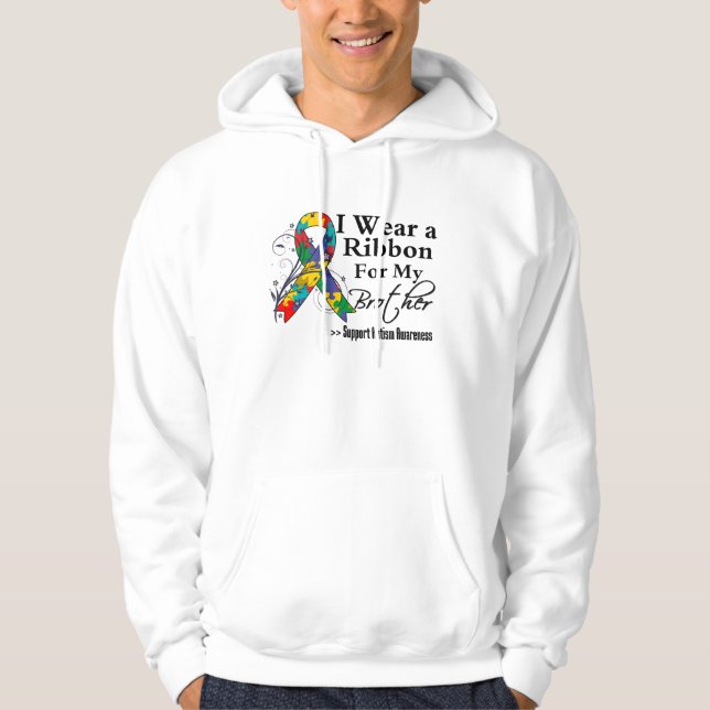 Veste À Capuche Frère - ruban d'autisme (Devant)