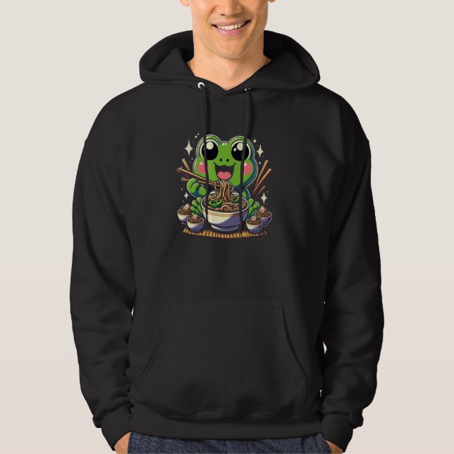 Veste À Capuche Frog Ramen Noodle Japanese Anime Kawaii Frog Eatin (Devant)