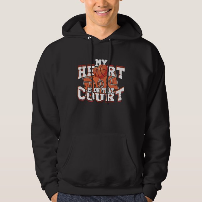 Veste À Capuche fun basketball coach my heart is on that court (Devant)