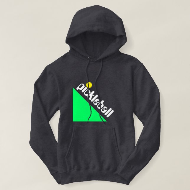 Veste À Capuche Fun Rétro PICKLEBALL Texte Coin Lime Vert Blanc  (Design devant)