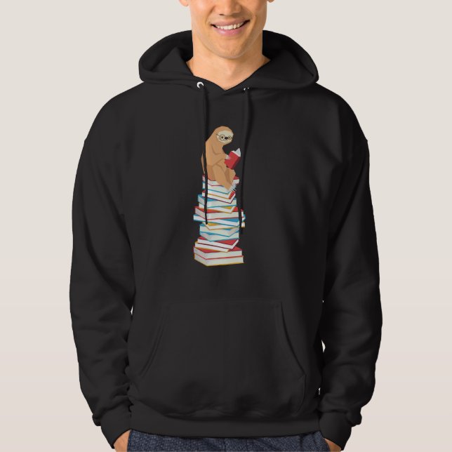 Veste À Capuche Funky Sloth Book Reading School Enseignant Ne (Devant)