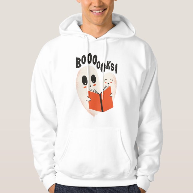 Veste À Capuche Funny Bookworm Ghost Halloween Costume Booooks (Devant)