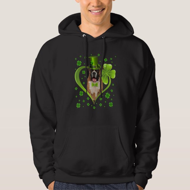 Veste À Capuche Funny Chiot Shamrock Boxe Chien St Patrick Jour S (Devant)