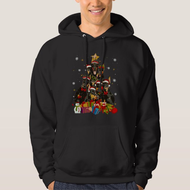 Veste À Capuche Funny Doberman Noël Arbre 316 (Devant)
