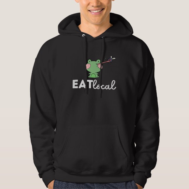 Veste À Capuche Funny Frog Lover Design With Cute Eat Local Quote (Devant)