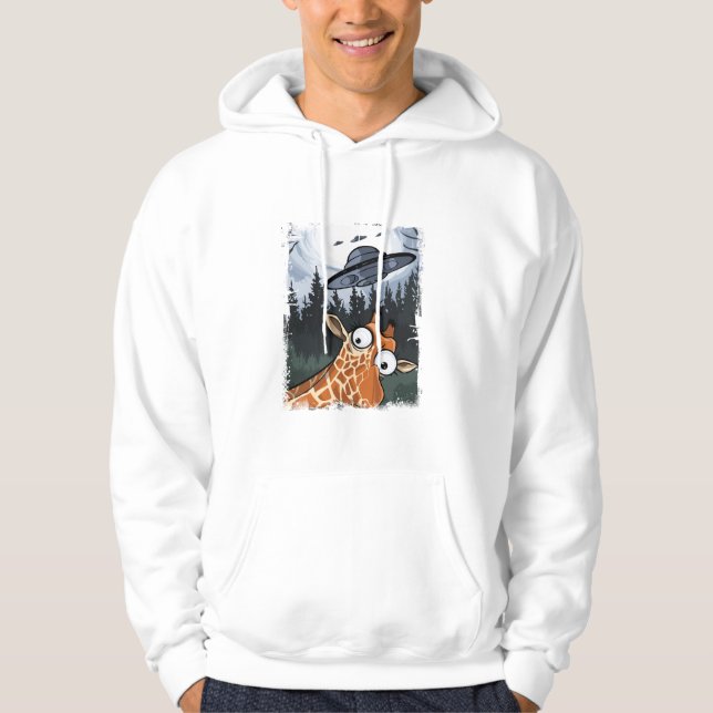 Veste À Capuche Funny Giraffe UFO Zoo Animal Weird Meme Graphique  (Devant)