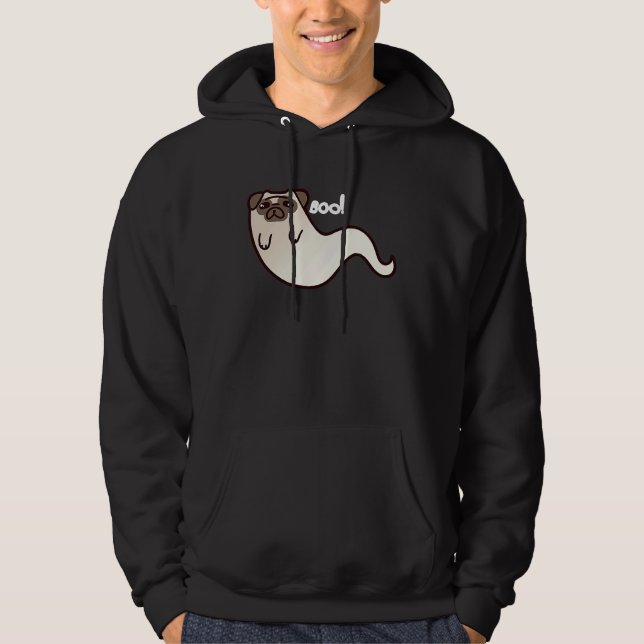 Veste À Capuche Funny Pug Dog Ghost BOO Halloween Scary spooky T (Devant)