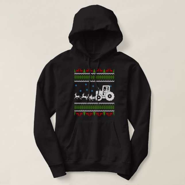 Veste À Capuche Funny Tractor Reindeer Noël Merch Humour cadeau (Design devant)