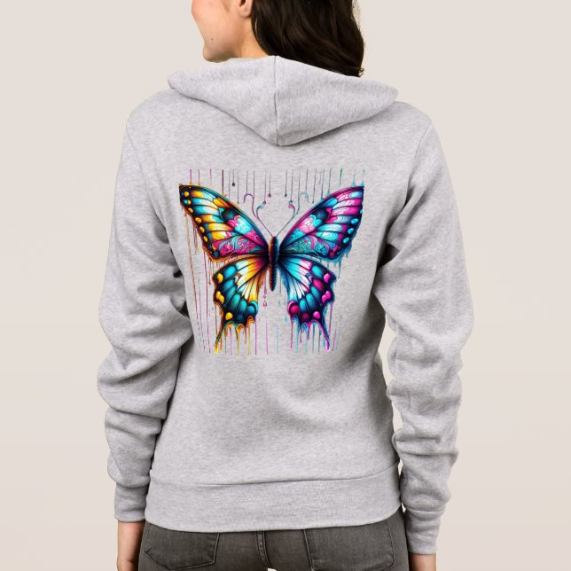 Veste À Capuche Fusion de couleurs éthérées : Un papillon dansant  (Dos)