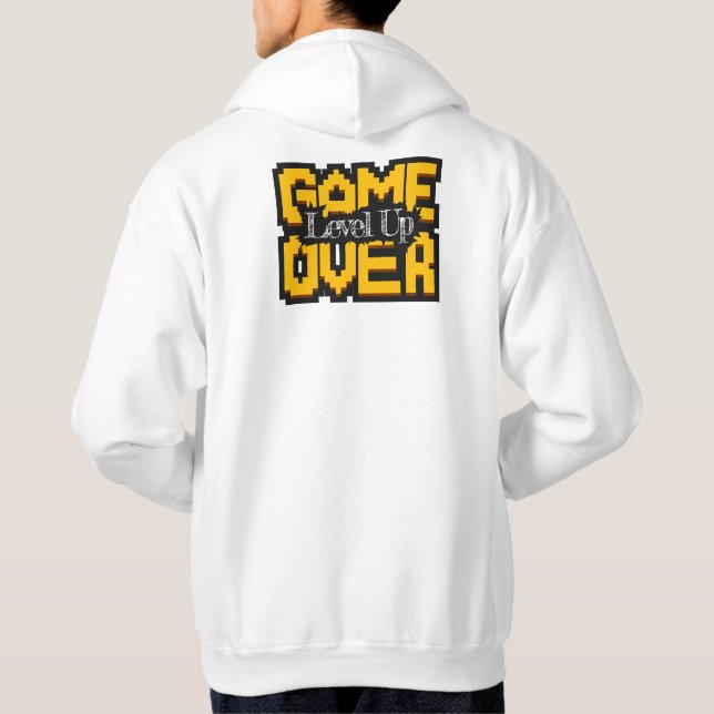 Veste À Capuche Game Over, Level Up : Monde de jeu rétro pixelisé (Dos)
