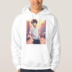 Veste À Capuche Garçon Anime dans une rue de la ville au coucher d