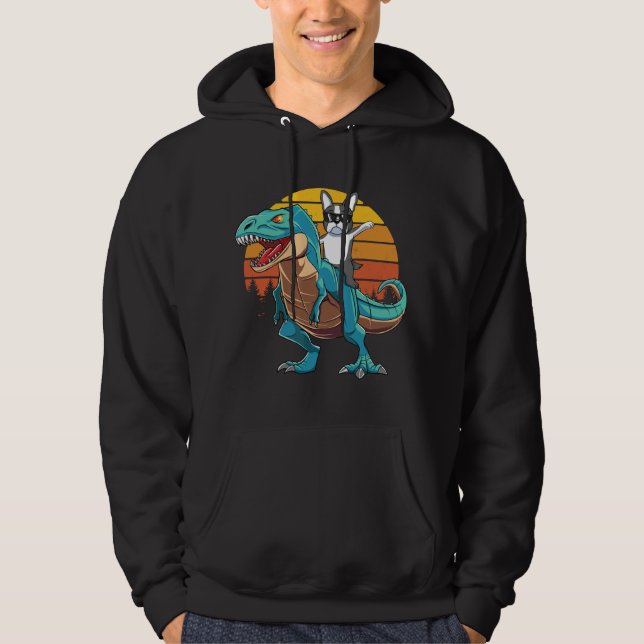 Veste À Capuche Garçon Boston Terrier Chevalier Dinosaure T Rex (Devant)