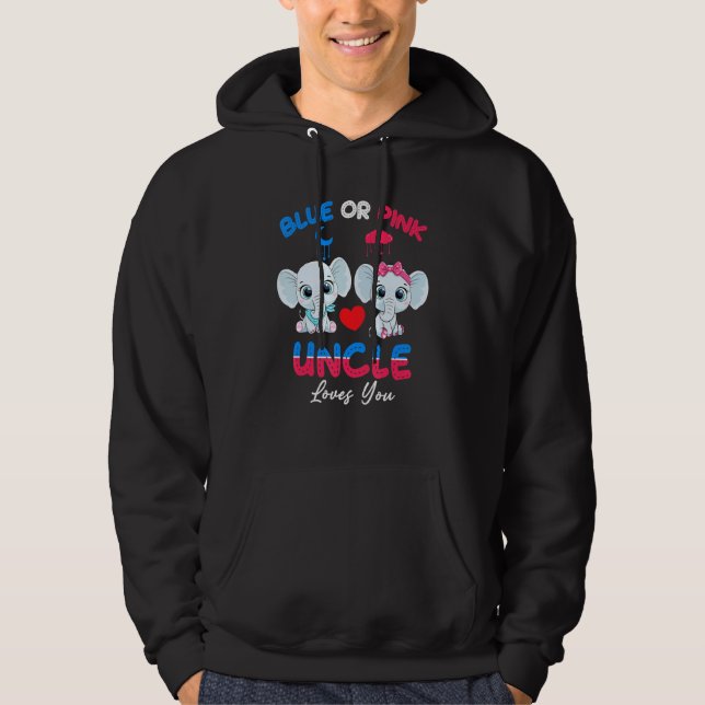 Veste À Capuche Garçon Ou Fille Oncle Vous Aime Éléphant Rose Bleu (Devant)