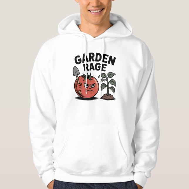 Veste À Capuche Garden Rage – Angry Tomato with Shovel Cartoon (Devant)