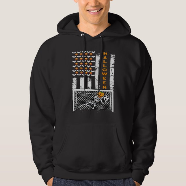 Veste À Capuche Gardien de but de football squelette Drapeau améri (Devant)