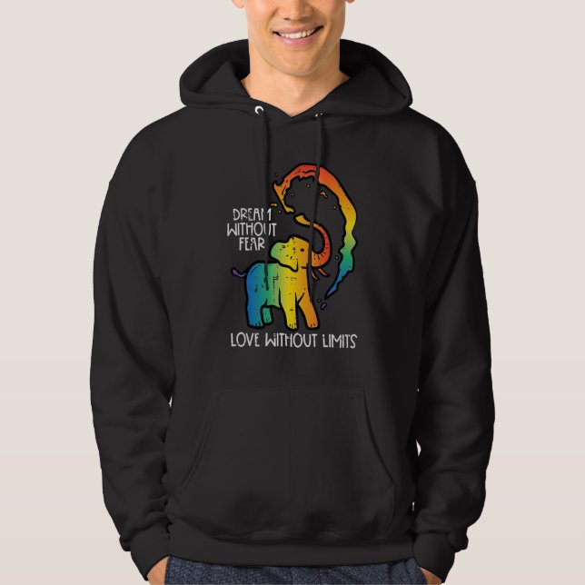 Veste À Capuche Gay Elephant Dream Without Fear Rainbow Pride Lgbt (Devant)
