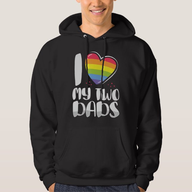 Veste À Capuche Gay Papa Fierté J'Aime Mes Deux Pères Pour Les Fil (Devant)