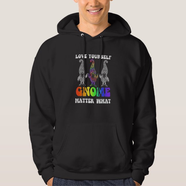 Veste À Capuche Gay pride Gnome Arc en ciel LGBTQ L'amour est amou (Devant)