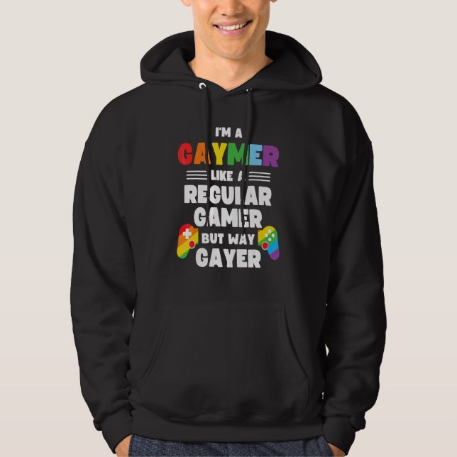 Veste À Capuche Gaymer Gay Gamer Lgbt Pride contrôleur arc-en-ciel (Devant)