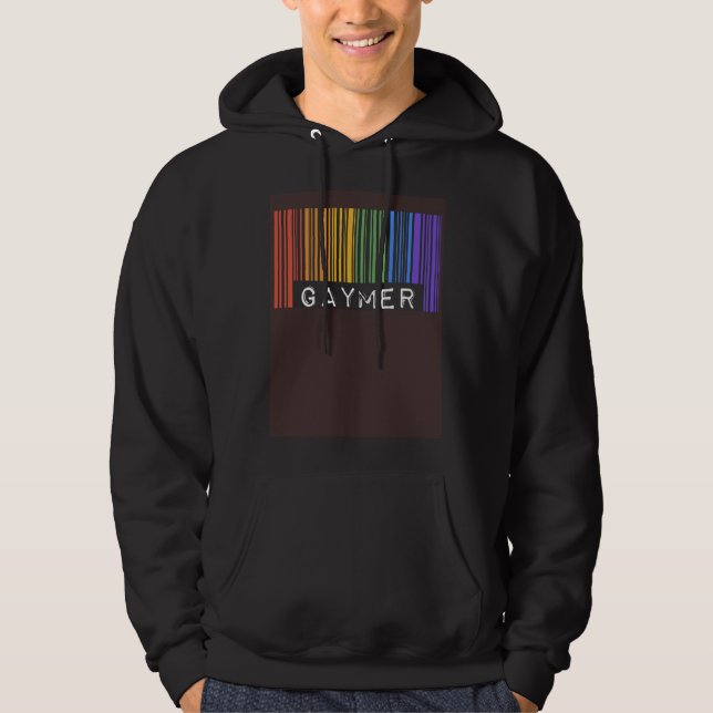 Veste À Capuche Gaymer Gay Pride Flag Barcode Video Games Nerd Gam (Devant)