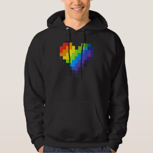 Veste À Capuche Gaymer Lgbt Pride Rétro Gay Gamer Pixel Coeur