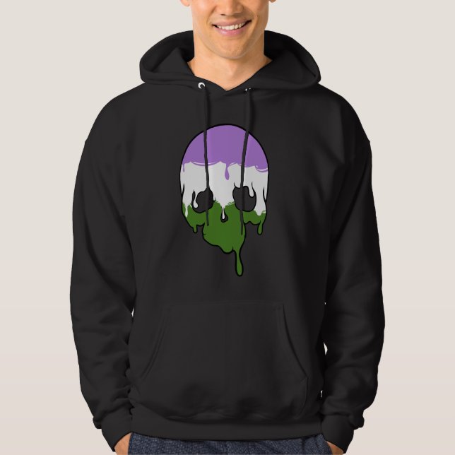 Veste À Capuche Genderqueer Pride Déchets Crâne (Devant)
