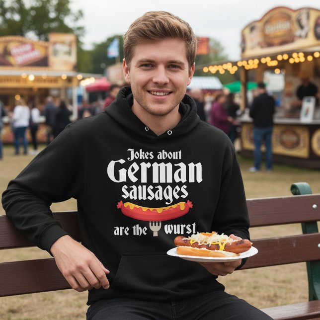 Veste À Capuche German Sausages (Jokes about German sausages are the wurst black hoodie, man at a food festival in Germany)
