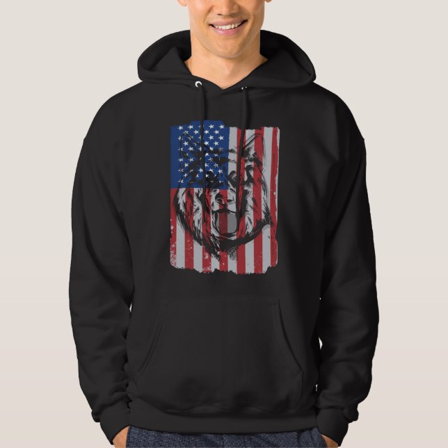 Veste À Capuche German Shepherd USA Merica Flag Retro (Devant)