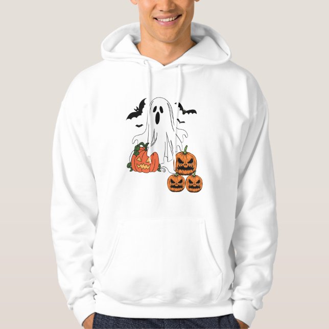 Veste À Capuche Ghost Halloween Sweatshirt, (Devant)