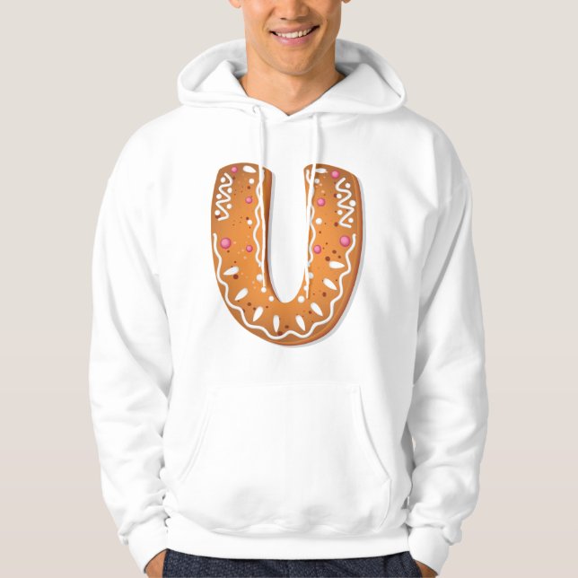 Veste À Capuche Gingerbread Letter U Monogram Holiday Cookie (Devant)