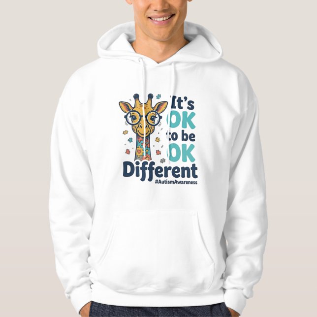 Veste À Capuche Girafe de sensibilisation à l'autisme C'est OK d'ê (Devant)