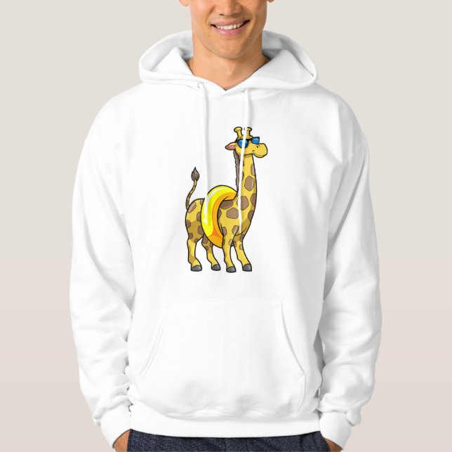 Veste À Capuche Girafe sur la plage avec anneau de natation et lun (Devant)