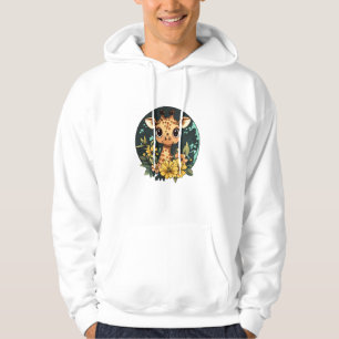 Veste À Capuche Giraffe Adorable Entourée De Fleurs _3