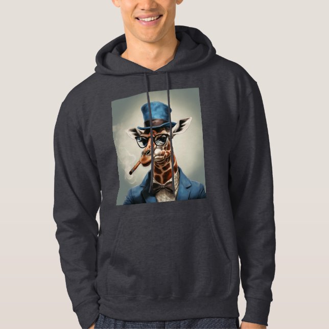 Veste À Capuche Giraffe en chapeau avec cigare (Devant)